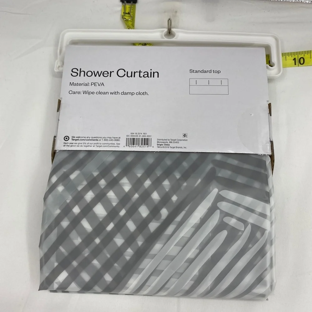 Room Essentials PEVA Shower Curtain Gray Broken Lines Standard Top 72